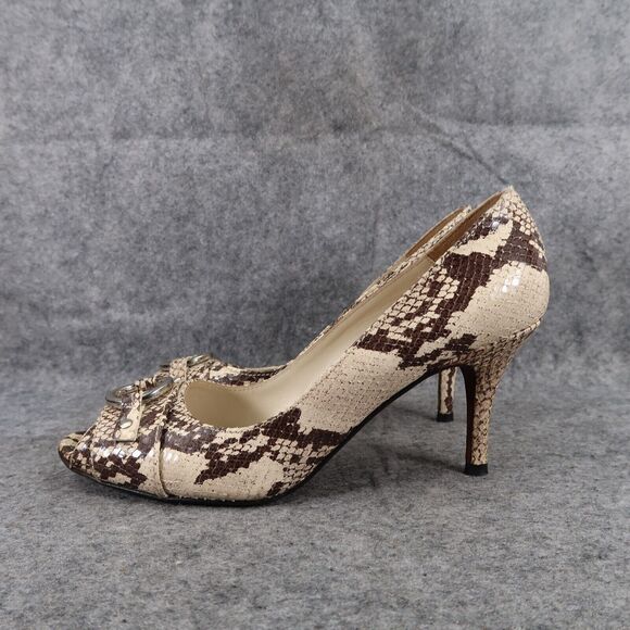 Jon Josef Shoes Womens 8.5 Pumps Fashion Leather Peep Toe Stiletto Snakeskin - Picture 5 of 16